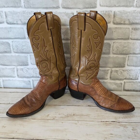 Justin Lizard Western Cowboy Boots Distressed Work Utility Mens 8 1/2 B - Picture 2 of 10